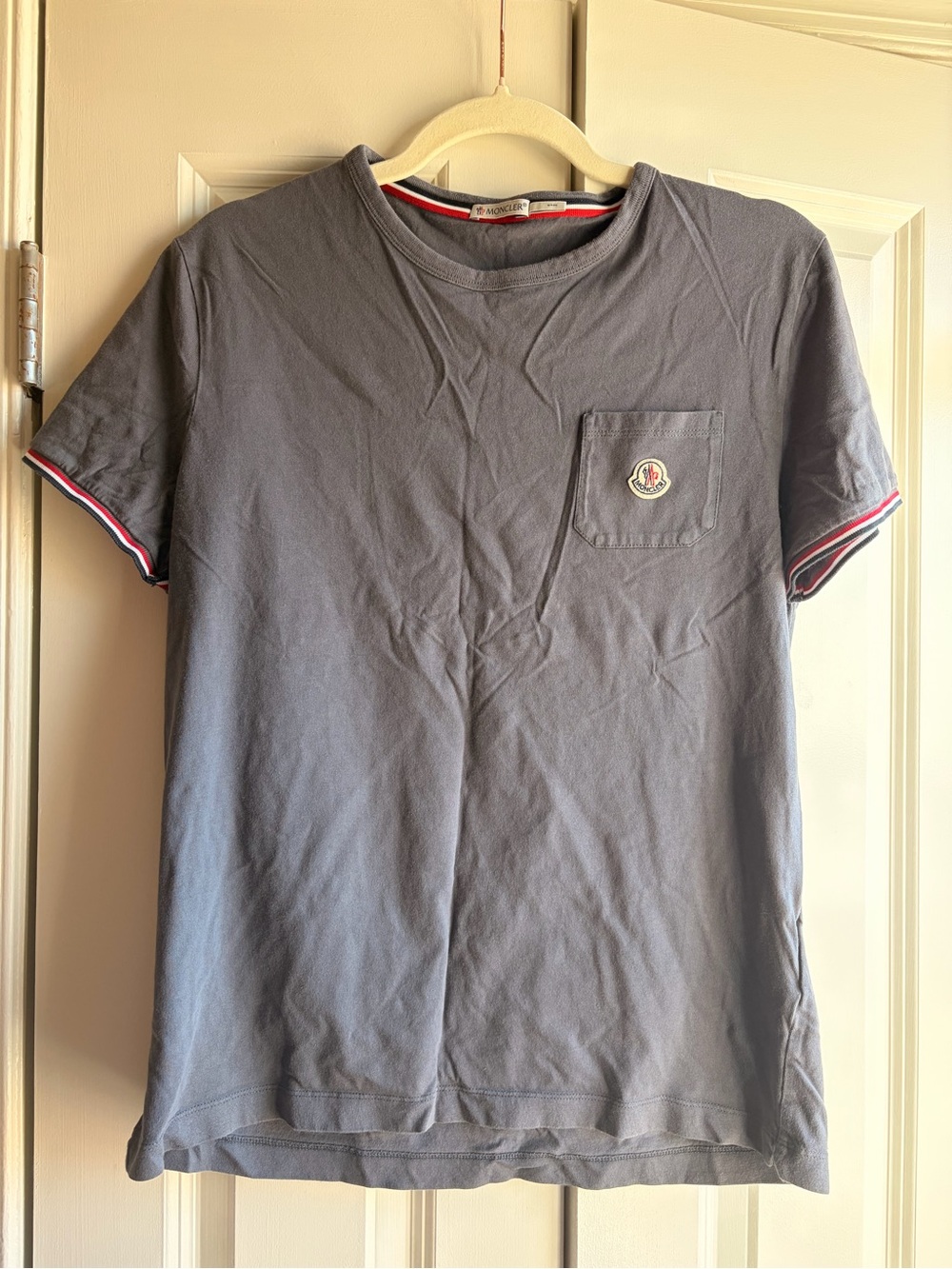 Moncler men’s cotton logo gray short sleeve t shirt top